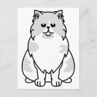 Cartoon de Gato de Bicolor Persa