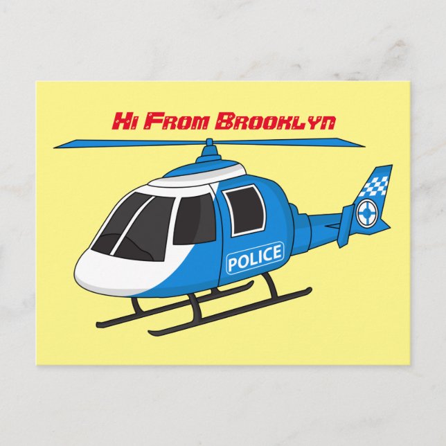 Cartão Postal Cartoon de helicóptero do Departamento de Polícia (Frente)