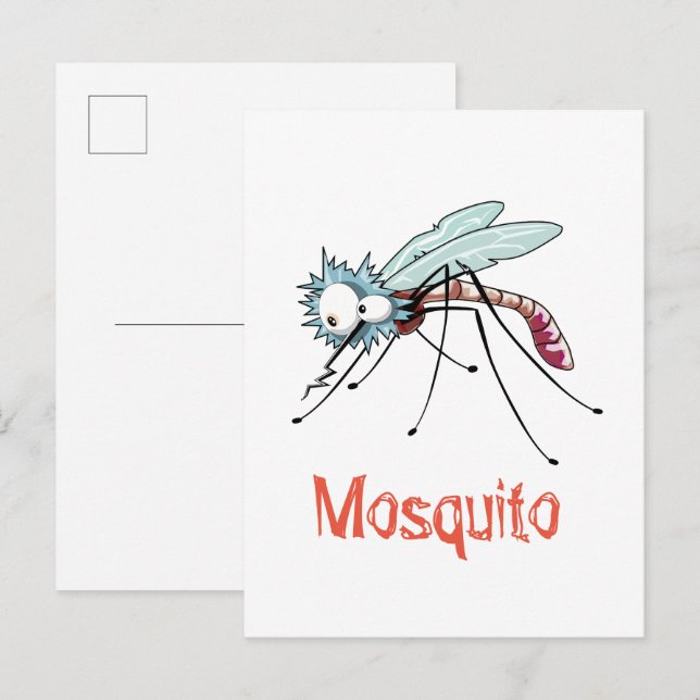 Cartão Postal Cartoon de mosquito (Frente/Verso)