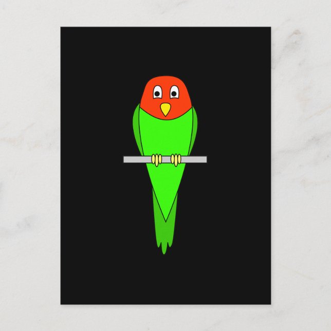 Cartão Postal Cartoon de periquito. Pássaro em um poço. (Frente)