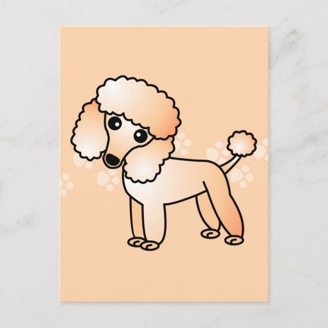 Cartão Postal Cartoon de Poodle de Apricot Cute (Frente)
