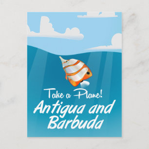 Cartão Postal Cartoon de poster de viagens de férias de Antígua