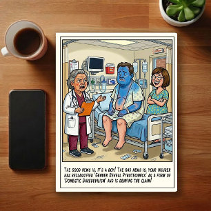 Cartão Postal Cartoon de Revelação de Gênero na Sala de Emergênc