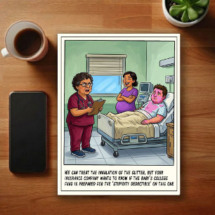 Cartão Postal Cartoon de Revelação de Gênero na Sala de Emergênc
