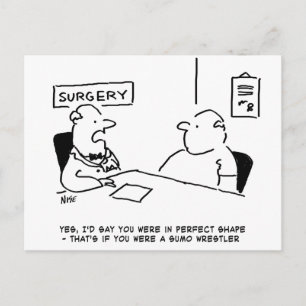 Cartão Postal Cartoon de Sumo sobre Obesidade Médica e de Doent