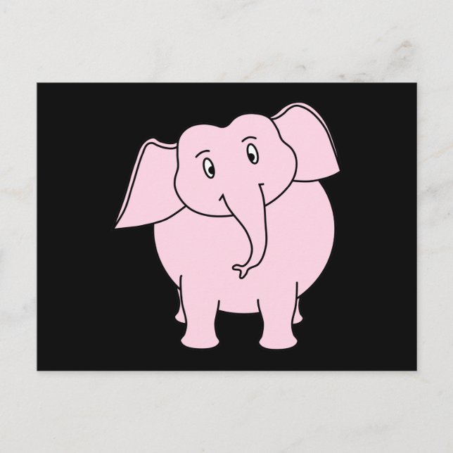 Cartão Postal Cartoon de um Elefante Rosa (Frente)