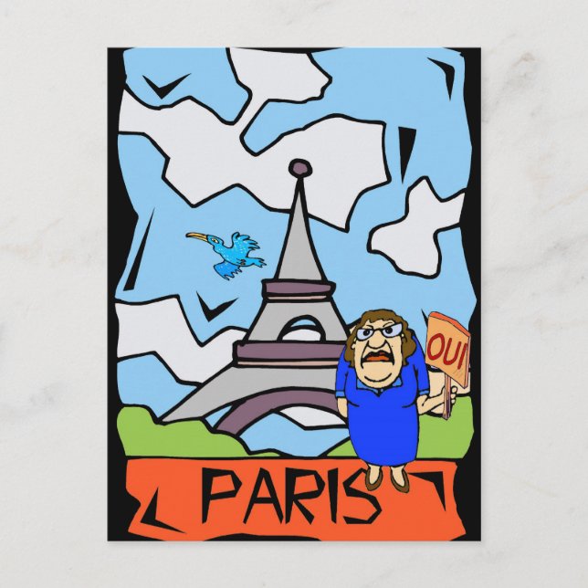 Cartão Postal Cartoon de Viagem para Paris (Frente)