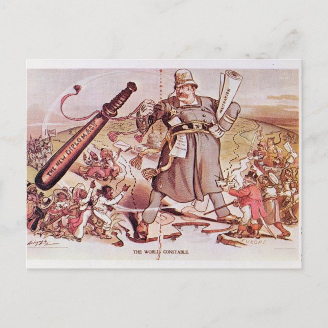 Cartão Postal Cartoon do Presidente Roosevelt (Frente)