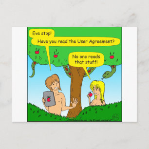 Cartão Postal Cartoon dos termos e condições de Adam e Eve 730