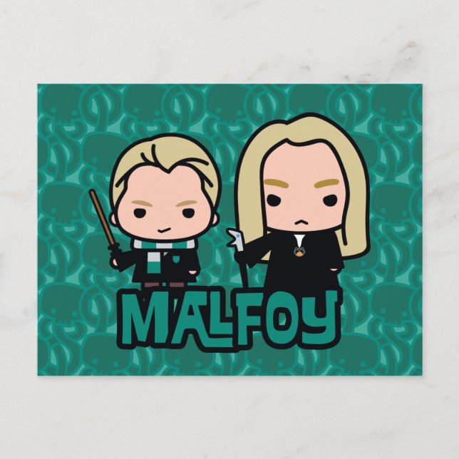 Cartão Postal Cartoon Draco e Lucius Malfoy Caracter Art (Frente)