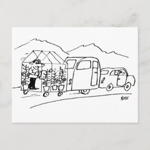 Cartão Postal Cartoon Encantado de Automóvel Atraindo Caravana e