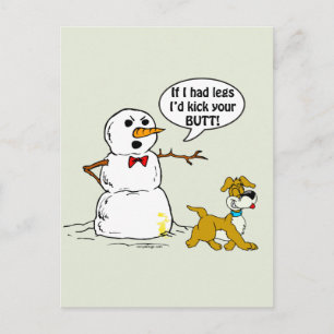 Cartão Postal Cartoon Engraçado Cachorro e Neve