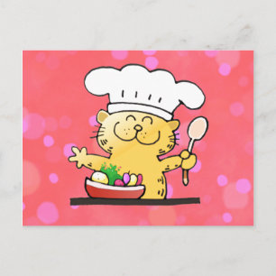 Cartão Postal Cartoon Engraçado Chef Gatinho engraçado