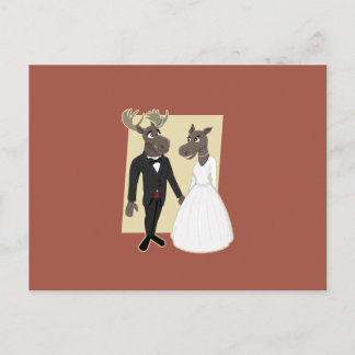 Cartão Postal Cartoon Engraçado de Casamento Moose