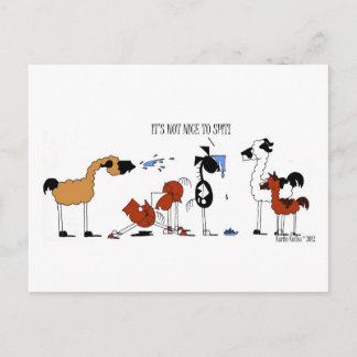 Cartão Postal Cartoon Engraçado e Llama