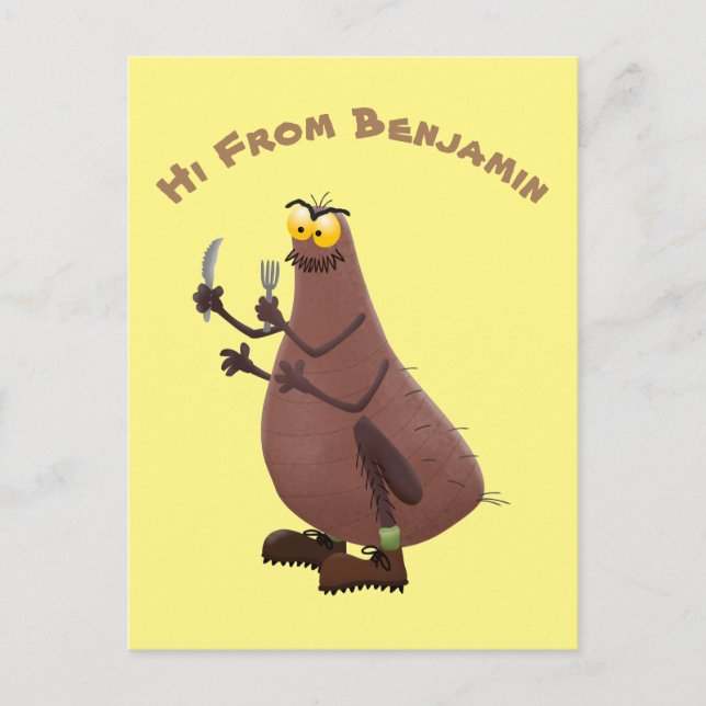 Cartão Postal Cartoon feio e faminto (Frente)