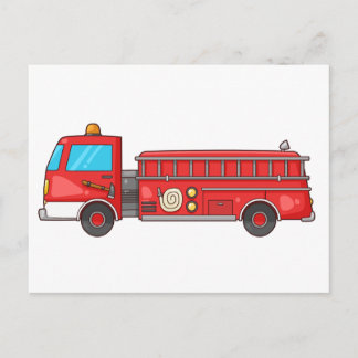 Cartão Postal Cartoon Fire Truck/Engine