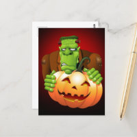 Cartoon Frankenstein Monster com Pumpkin