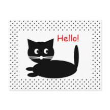 Cartoon Gato Preto - Cartão-postal