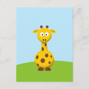 Cartão Postal Cartoon Giraffe