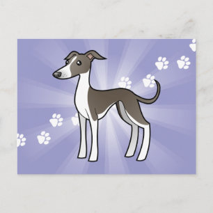 Cartão Postal Cartoon Greyhound / Whippet / Italiano Greyhound