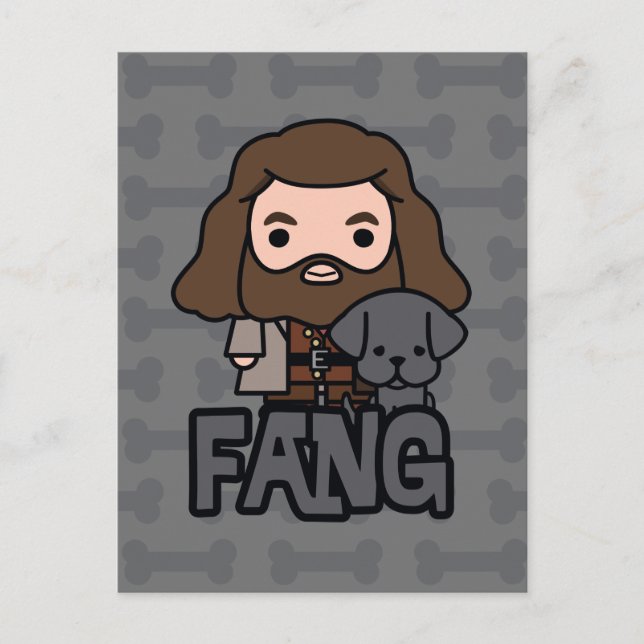 Cartão Postal Cartoon Hagrid e Fang Character Art (Frente)