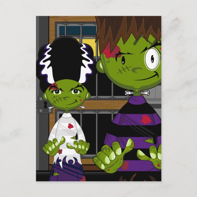 Cartão Postal Cartoon Halloween Frankensteins Monster (Frente)