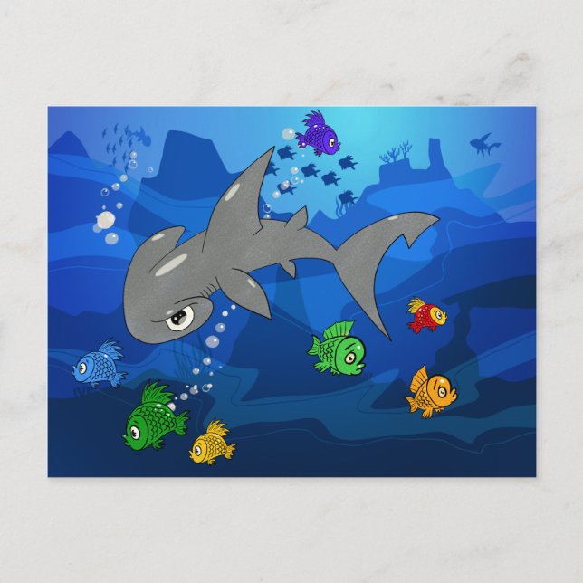 Cartão Postal Cartoon Hammerhead Shark (Frente)