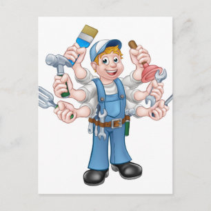 Cartão Postal Cartoon Handyman