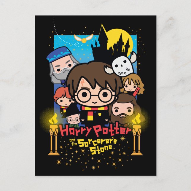 Cartão Postal Cartoon Harry Potter e a Pedra do Feiticeiro (Frente)