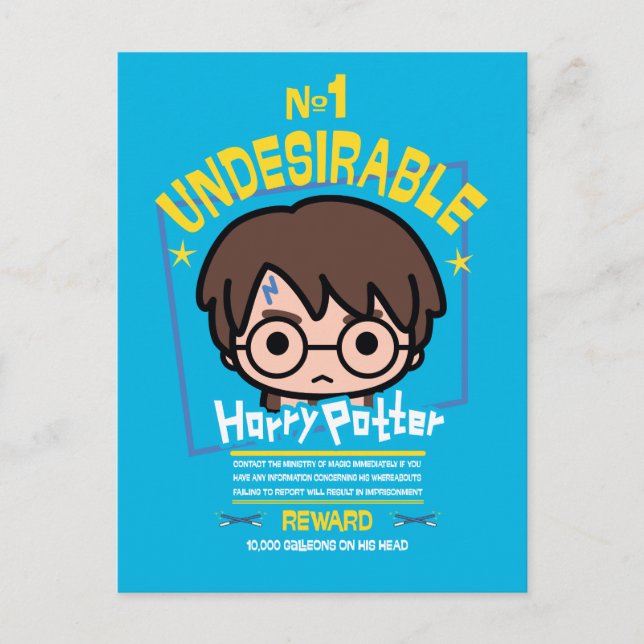 Cartão Postal Cartoon Harry Potter queria Poster gráfico (Frente)