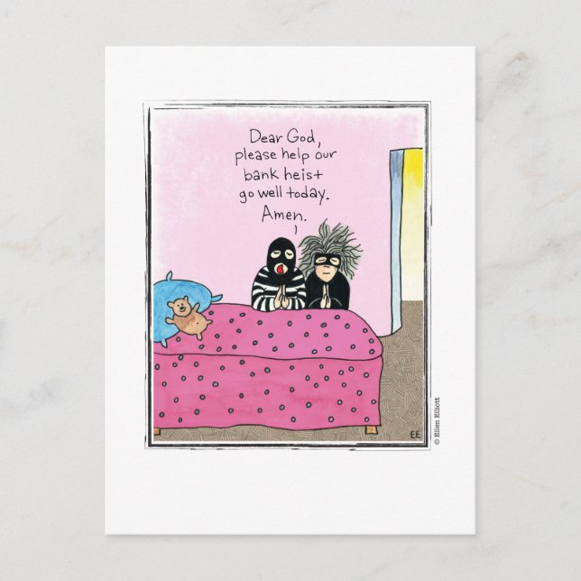 Cartão Postal Cartoon HEIST de Ellen Elliott (Frente)