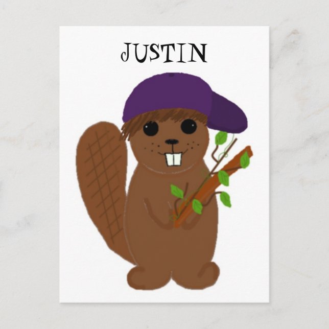 Cartão Postal Cartoon Justin Beaver (Frente)