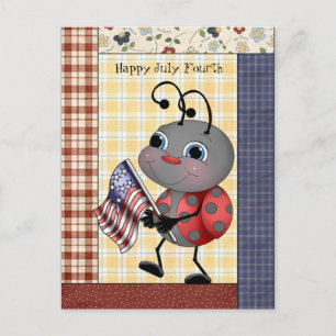 Cartão Postal Cartoon Ladybug julho Quarto cartão-postal