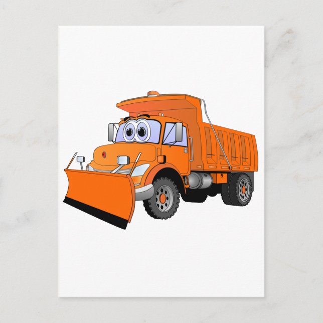 Cartão Postal Cartoon Laranja Snow Plow (Frente)