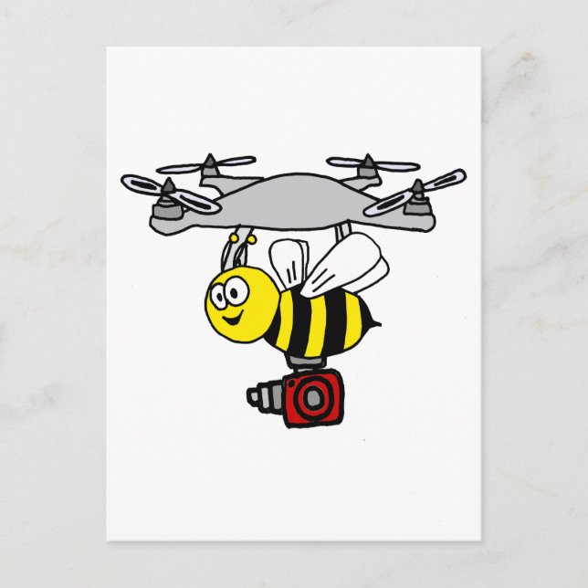 Cartão Postal Cartoon legal de Drone de Abelha Amarelo (Frente)