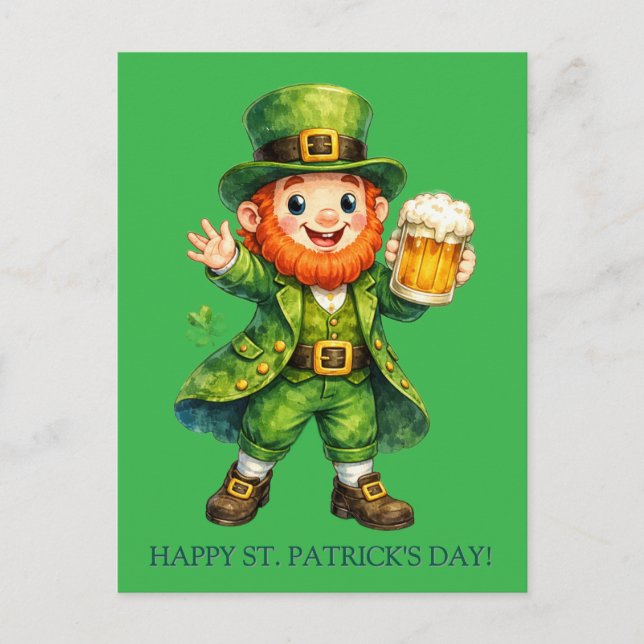 Cartão Postal Cartoon Lucky Leprechaun St. Patrick's Day Card (Frente)