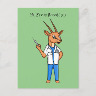 Cartão Postal Cartoon médico de antílope Gemsbok