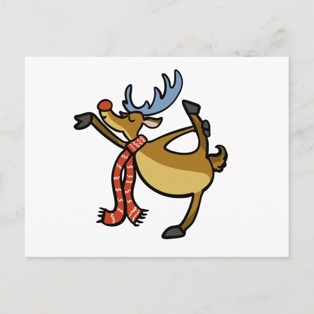 Cartão Postal Cartoon moose dançando | escolher cor de fundo (Frente)