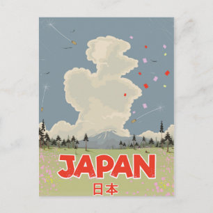 Cartão Postal Cartoon no estilo antigo do Monte Fiji no Japão