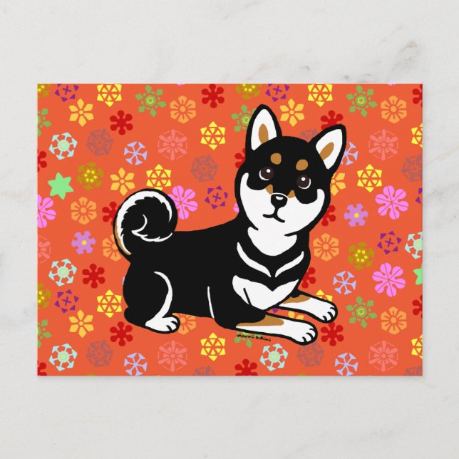 Cartão Postal Cartoon para cães Kuro Shiba Inu (Frente)