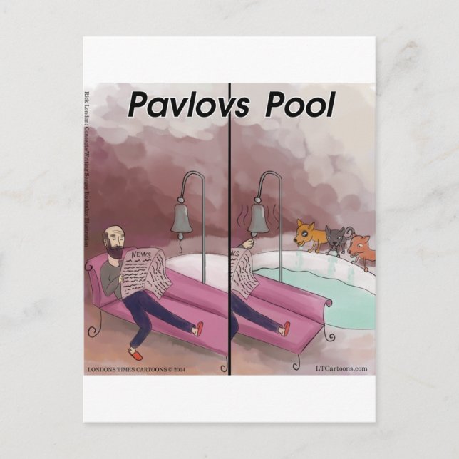 Cartão Postal Cartoon Piscina Engraçado de Pavlov (Frente)