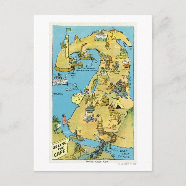Cartão Postal Cartoon points on Cape Cod (Frente)