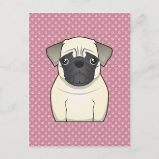 Cartão Postal Cartoon Pug