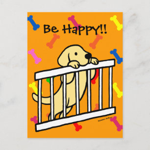 Cartão Postal Cartoon Puppy Labrador Amarelo