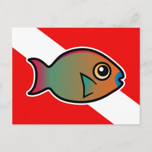 Cartão Postal Cartoon Rainbow Parrotfish Dive Flag