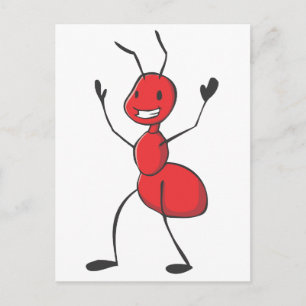 Cartão Postal Cartoon Red Ant