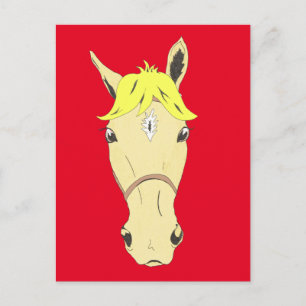 Cartão Postal Cartoon retrato de cavalos