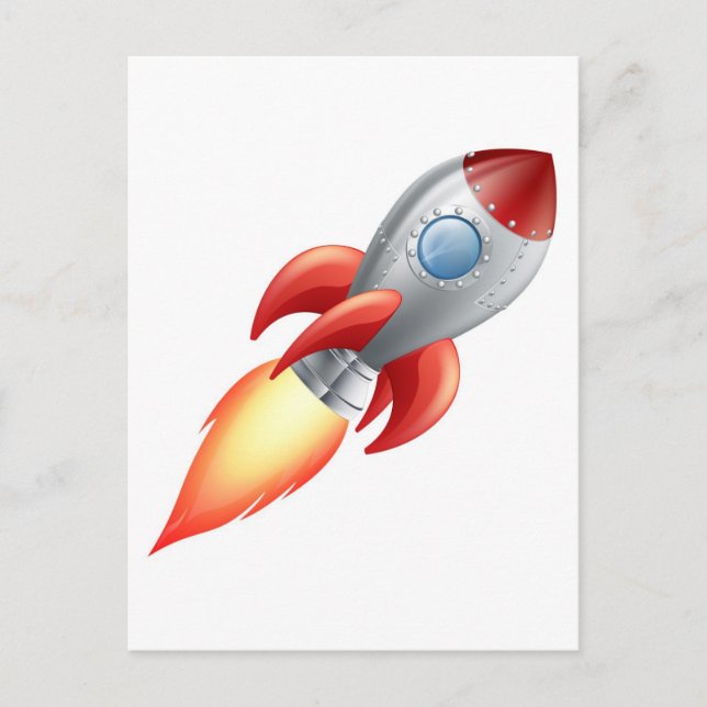 Cartão Postal Cartoon Rocket Space ship (Frente)