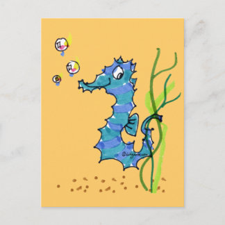Cartão Postal Cartoon Seacavalo Cute Fish Postcard